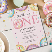 De grote één 1e verjaardag Donut Themafeest Kaart