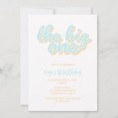 De Grote Eén Beach Surf 1e Verjaardagsuitnodiging  Kaart (Voorkant)