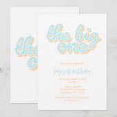 De Grote Eén Beach Surf 1e Verjaardagsuitnodiging  Kaart (Voorkant / Achterkant)