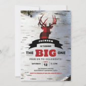 De grote een eerste verjaardag herten thema uitnod kaart (Voorkant)