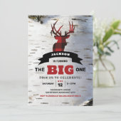 De grote een eerste verjaardag herten thema uitnod kaart (Staand voorkant)