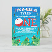 De grote één kleurrijk Vist de eerste verjaardag Kaart (Staand voorkant)