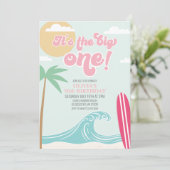 De Grote Eén Roze Strand Verjaardagsuitnodiging Kaart (Staand voorkant)