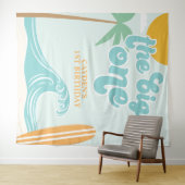 De Grote Eén Surf Strand 1e Verjaardag Wandkleed (In Situ (horizontaal))