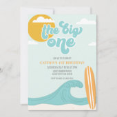 De Grote Eén Surf Strand 1e Verjaardagsuitnodiging Kaart (Voorkant)