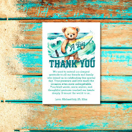 De grote één surfen verjaardagsfeestje teddy surfb bedankkaart