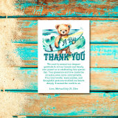 De grote één surfen verjaardagsfeestje teddy surfb bedankkaart