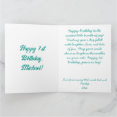 De grote één surfen verjaardagsfeestje teddy surfb kaart (Binnen)