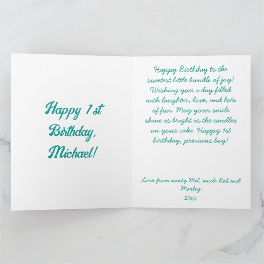 De grote één surfen verjaardagsfeestje teddy surfb kaart (Binnen)