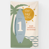 "De grote EEN" Surfstrand 1e verjaardagsfeestje Spandoek (Verticaal)