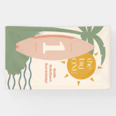 "De grote EEN" Surfstrand 1e verjaardagsfeestje Spandoek (Horizontaal)