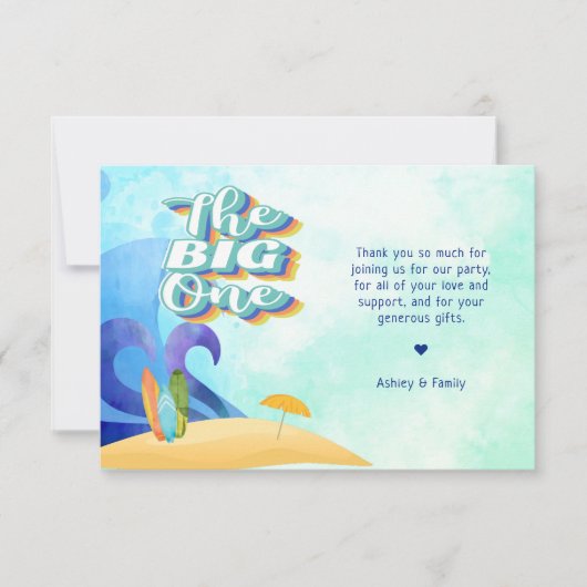 De grote eerste verjaardag bedankkaart (Voorkant)