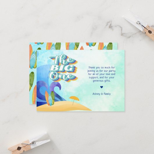 De grote eerste verjaardag dank je kaart (Voorkant / Achterkant in situ)