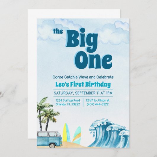 De grote - Eerste Verjaardag Uitnodiging (Voorkant / Achterkant)