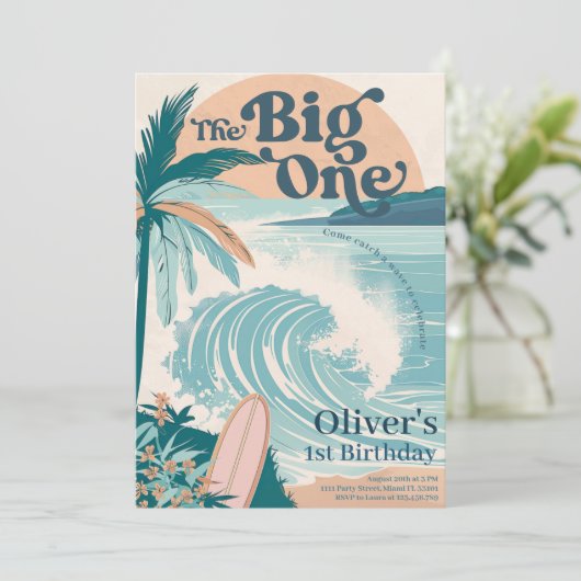 De grote ene Surf bloeit de eerste verjaardag Kaart (Staand voorkant)