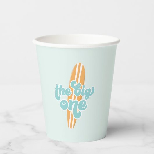 De grote ene Surf bloeit de eerste verjaardag Papieren Bekers (Voorkant)