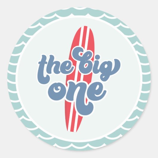De grote ene Surf bloeit de eerste verjaardag Ronde Sticker (Voorkant)