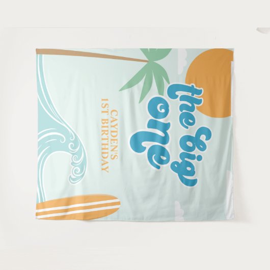 De grote ene Surf bloeit de eerste verjaardag Wandkleed (Voorkant (horizontaal))