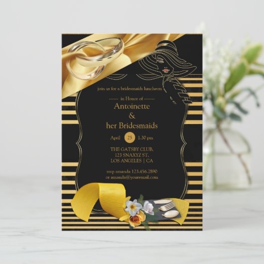 De Grote Gatsby Bridesmaid-uitnodiging Kaart (Staand voorkant)