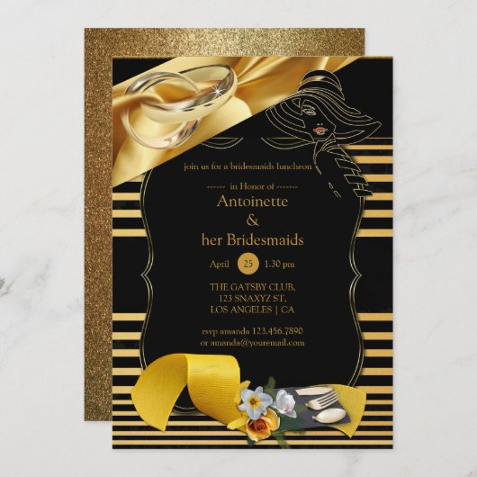 De Grote Gatsby Bridesmaid-uitnodiging Kaart (Voorkant / Achterkant)