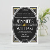 De Grote Gatsby Wedding Invitations van 1920 Kaart (Staand voorkant)