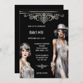 De grote Gatsby | zilveren zwarte Flapper meisjes  Kaart (Voorkant / Achterkant)