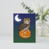De Grote Gehoornde Uil van Halloween Briefkaart (Staand voorkant)