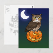 De Grote Gehoornde Uil van Halloween Briefkaart (Voorkant / Achterkant)