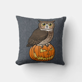 De Grote Gehoornde Uil van Halloween Kussen
