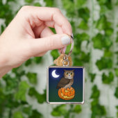 De Grote Gehoornde Uil van Halloween Sleutelhanger (Hand)