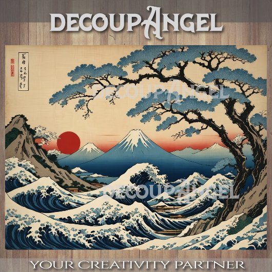 De Grote Golf bij Kanagawa #2 -Decoupage- Tissuepapier