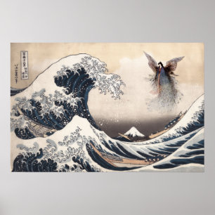 De Grote Golf bij Kanagawa met de Maanprinses Poster
