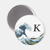 De Grote Golf bij Kanagawa: Monogram Initiaal Magneet (Voorkant / Achterkant)