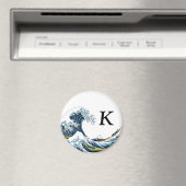 De Grote Golf bij Kanagawa: Monogram Initiaal Magneet (Insitu (Vaatwasser))