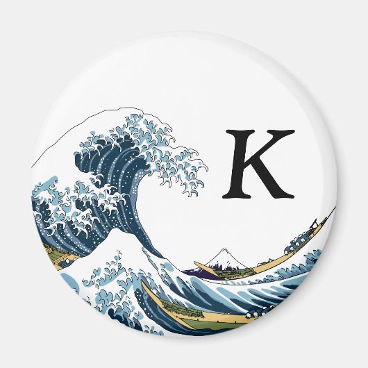 De Grote Golf bij Kanagawa: Monogram Initiaal Magneet (Voorkant)