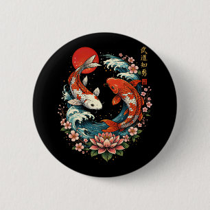 De Grote Golf bij Koi Vissen Ronde Button 5,7 Cm