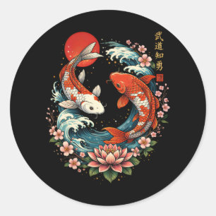 De Grote Golf bij Koi Vissen Ronde Sticker