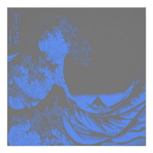 De Grote Golf Blauw en Grijs Poster
