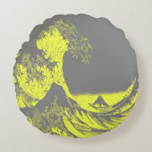 De Grote Golf Geel & Grijs Rond Kussen (Voorkant)