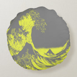 De Grote Golf Geel & Grijs Rond Kussen