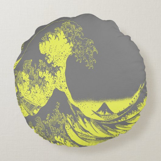 De Grote Golf Geel & Grijs Rond Kussen (Achterkant)