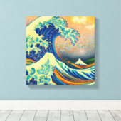 De Grote Golf, golf uit Kanagawa v2 Canvas Afdruk (Insitu (Houten vloer))