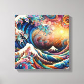 De Grote Golf, golf uit Kanagawa v3 Canvas Afdruk (Voorkant)