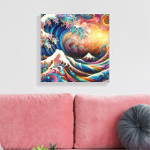 De Grote Golf, golf uit Kanagawa v3 Canvas Afdruk (Insitu (Woonkamer))