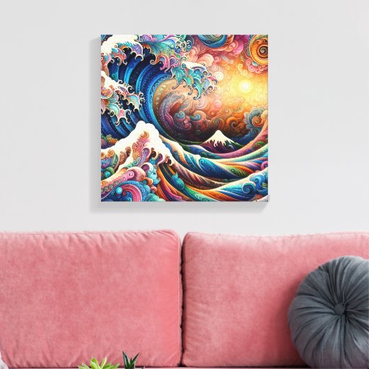 De Grote Golf, golf uit Kanagawa v3 Canvas Afdruk (Insitu (Woonkamer))