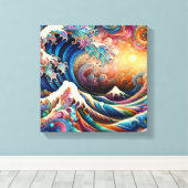 De Grote Golf, golf uit Kanagawa v3 Canvas Afdruk (Insitu (Houten vloer))