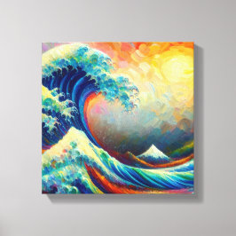 De Grote Golf, golf uit Kanagawa v4 Canvas Afdruk