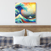 De Grote Golf, golf uit Kanagawa v4 Canvas Afdruk (Insitu (Slaapkamer))