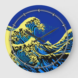 De grote Golf Hokusai in de Blauwe Gele Stijl van Klok