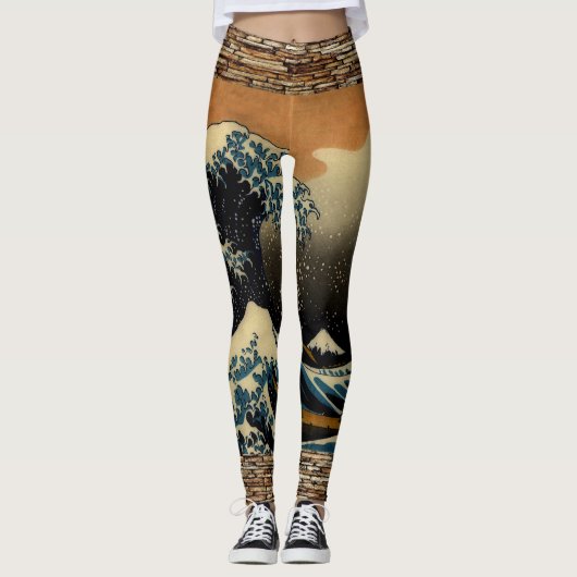  De Grote Golf Japans Artiest Ocean Waves Leggings (Voorkant)